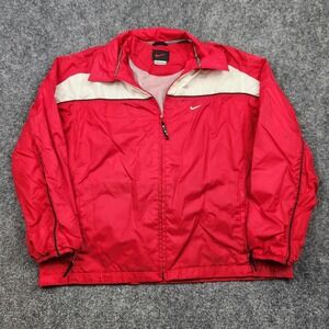 Vintage Y2K Nike Jacket Mens XL Red White Colorblock Zip Running Windbreaker